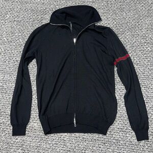 Gucci Black Zip-Up Sweater with Red Strip “AUTHENTIC” CLASSIC!